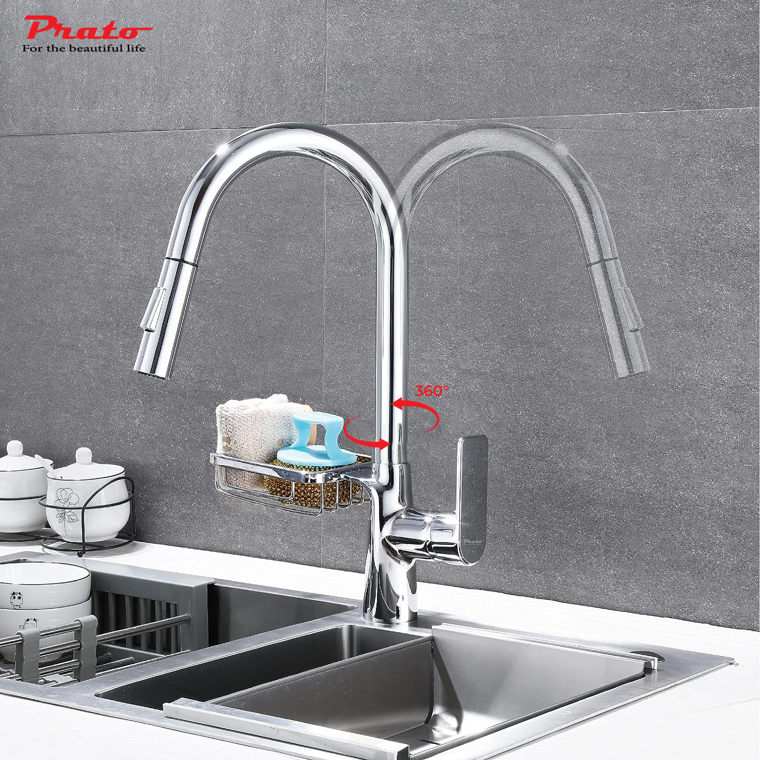 Vòi rửa bát dây rút đồng Prato DL17